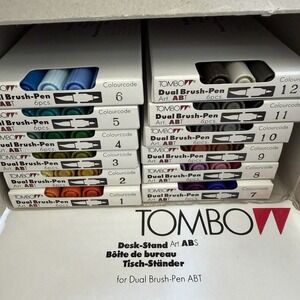 Tombow ABT Dual Brush Tip Marker Lot 72 Colors‎ Dynamic Strokes Fine Line Stand